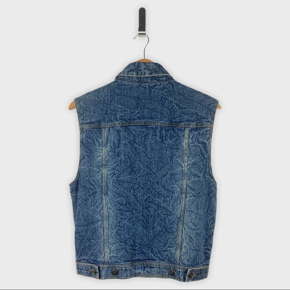 Bar III Blue Denim Vest with White Stripes - Picture 2 of 6